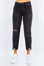 American Bazi High Waist Distressed Cropped Straight Jeans - Luxe Shopping