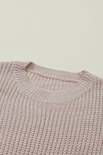 Parchment Cable Knit Sleeve Drop Shoulder Sweater