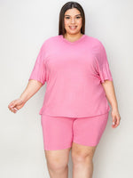 Basic Bae Full Size V - Neck Drop Shoulder T - Shirt and Shorts Set - Luxe Shopping