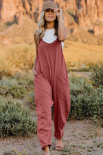 Double Take V - Neck Sleeveless Jumpsuit with Pocket - 7 Colors - Luxe Shopping