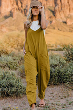 Double Take V - Neck Sleeveless Jumpsuit with Pocket - 7 Colors - Luxe Shopping