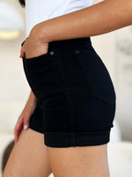 Judy Blue Full Size High Waist Tummy Control Cuffed Denim Shorts - Luxe Shopping