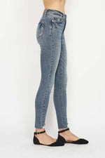 Judy Blue Full Size Tummy Control Vintage Wash Hem Destroy Skinny Jeans - Luxe Shopping