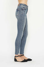 Judy Blue Full Size Tummy Control Vintage Wash Hem Destroy Skinny Jeans - Luxe Shopping