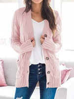 Cable-Knit Buttoned Cardigan with Pockets - 7 Colors - Luxe Shopping