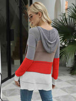 Color Block Hooded Sweater - 3 Colors - Luxe Shopping