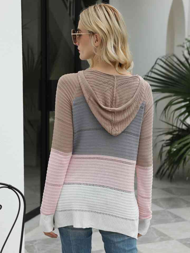 Color Block Hooded Sweater - 3 Colors - Luxe Shopping