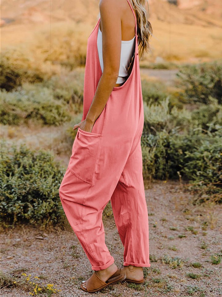 Double Take Full Size Sleeveless V-Neck Pocketed Jumpsuit - 2 Colors - Luxe Shopping