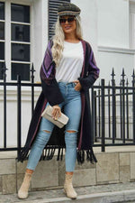 Geometric Fringe Hem Open Front Duster Cardigan - 3 Colors - Luxe Shopping