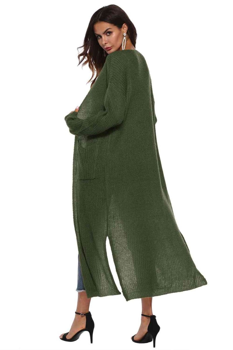 Long Sleeve Open Front Buttoned Cardigan - 9 Colors - Luxe Shopping