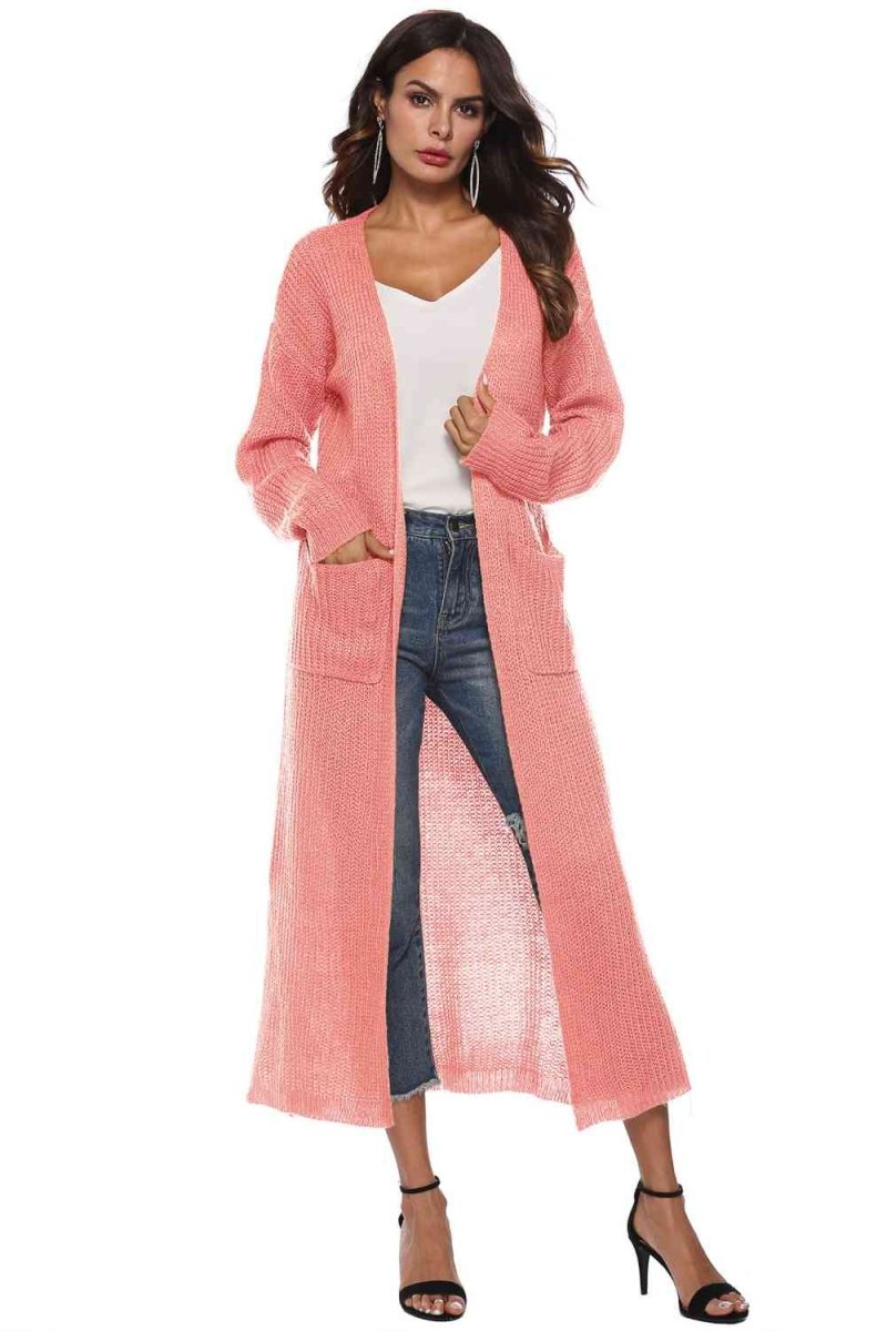 Long Sleeve Open Front Buttoned Cardigan - 9 Colors - Luxe Shopping