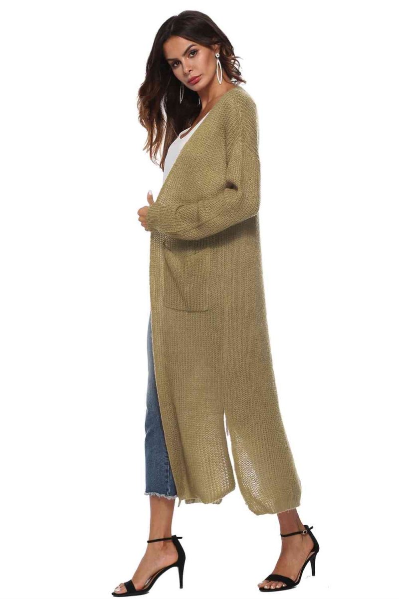 Long Sleeve Open Front Buttoned Cardigan - 9 Colors - Luxe Shopping