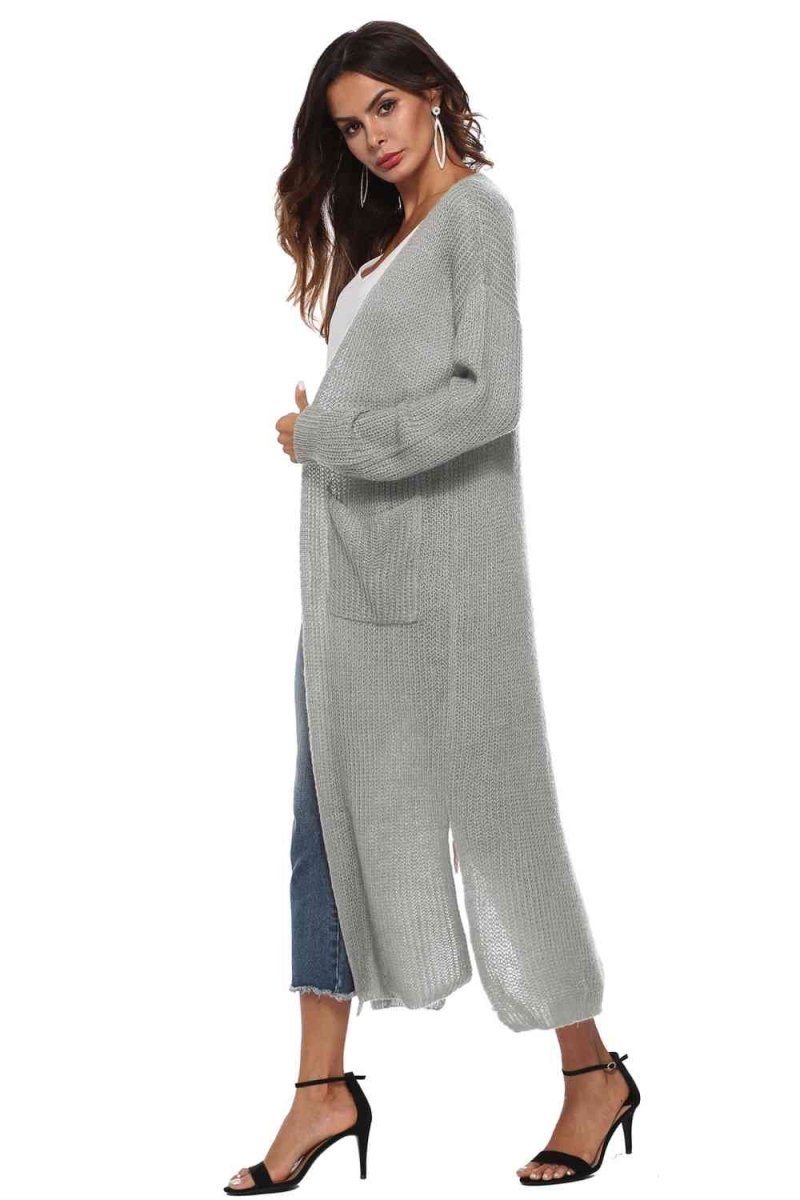 Long Sleeve Open Front Buttoned Cardigan - 9 Colors - Luxe Shopping