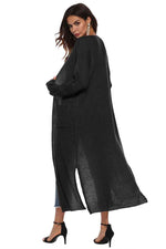 Long Sleeve Open Front Buttoned Cardigan - 9 Colors - Luxe Shopping
