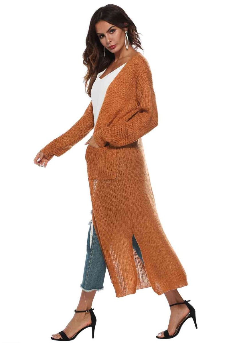 Long Sleeve Open Front Buttoned Cardigan - 9 Colors - Luxe Shopping