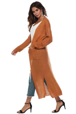 Long Sleeve Open Front Buttoned Cardigan - 9 Colors - Luxe Shopping