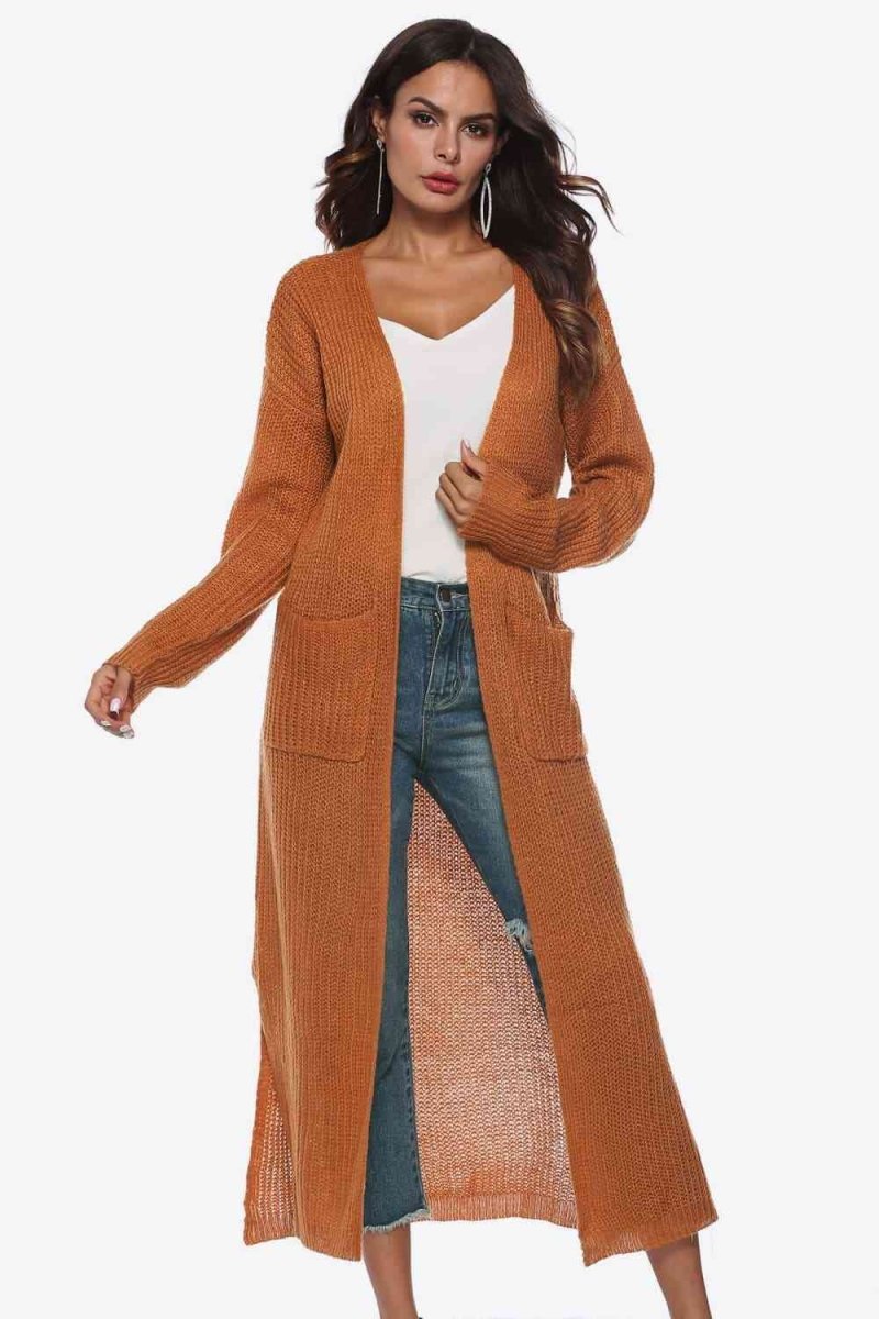 Long Sleeve Open Front Buttoned Cardigan - 9 Colors - Luxe Shopping