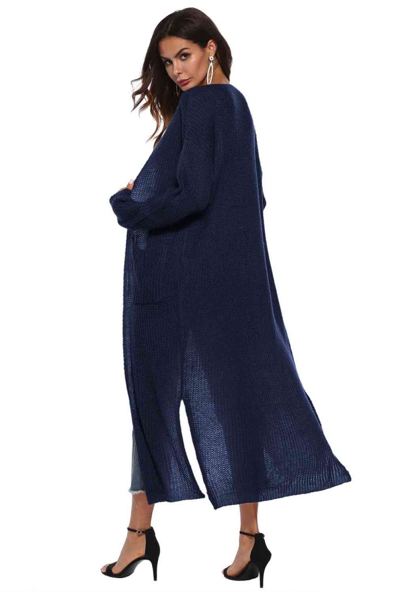 Long Sleeve Open Front Buttoned Cardigan - 9 Colors - Luxe Shopping