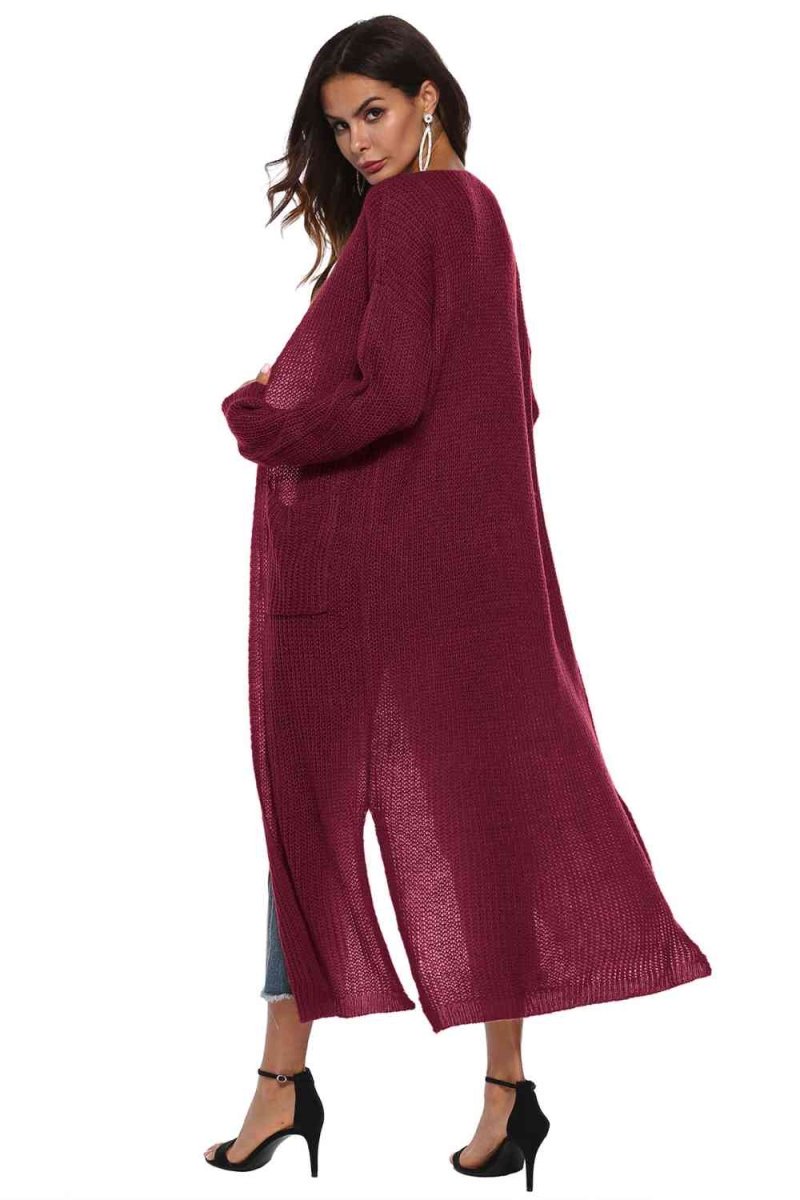 Long Sleeve Open Front Buttoned Cardigan - 9 Colors - Luxe Shopping