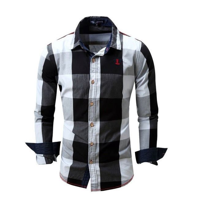 Men's leisure long sleeve shirt plaid - 4 Colors - Luxe Shopping