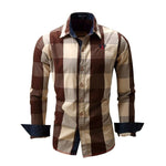 Men's leisure long sleeve shirt plaid - 4 Colors