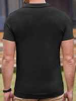 Men's striped jacquard Short-sleeved business casual Polo shirt - 3 Colors - Luxe Shopping