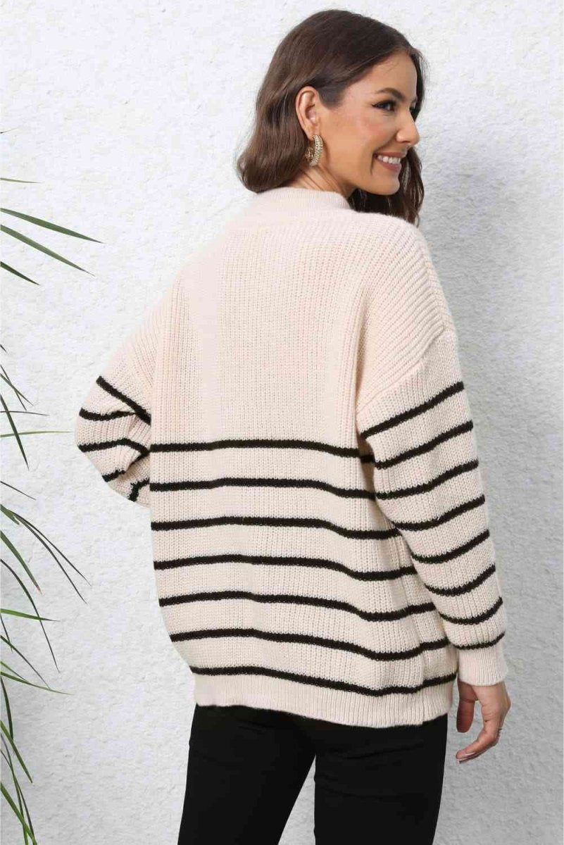 Mock Neck Long Sleeve Zip-Up Sweater - 5 Colors - Luxe Shopping