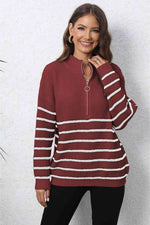 Mock Neck Long Sleeve Zip-Up Sweater - 5 Colors - Luxe Shopping