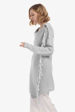 One-Button Tassel Tie Asymmetrical Hem Cardigan - 4 Colors - Luxe Shopping