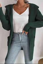 Ribbed Open Front Hooded Cardigan with Pockets - 4 Colors - Luxe Shopping
