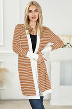 Striped Open Front Longline Cardigan - 2 Colors - Luxe Shopping